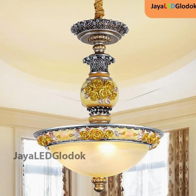 Lampu Gantung Ruang Tamu Hias Antik Klasik Timur Emas Jernathstore