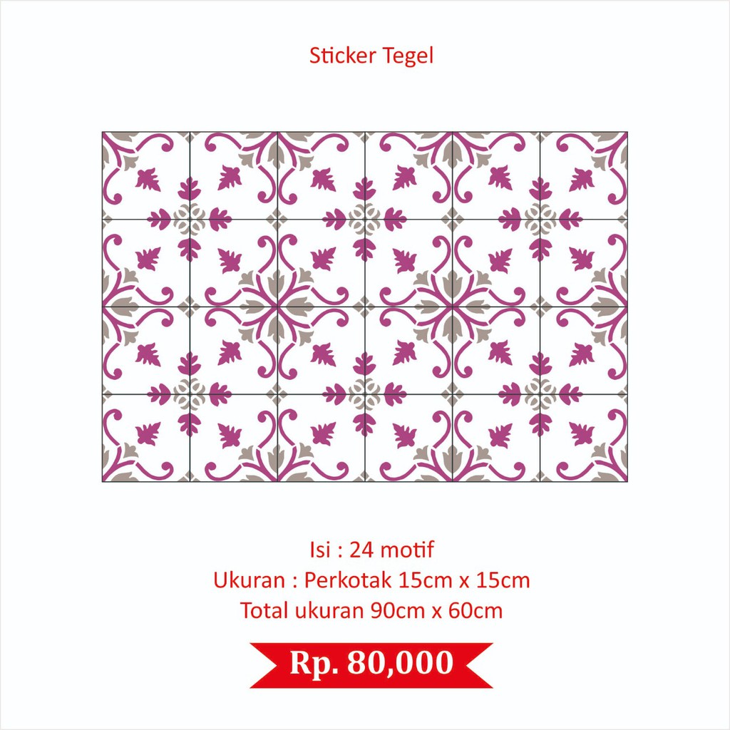 ST - Stiker Tegel Motive 11 / Sticker Lantai Roll / Keramik / Meja / Dapur Anti Minyak / uk. 90x60cm