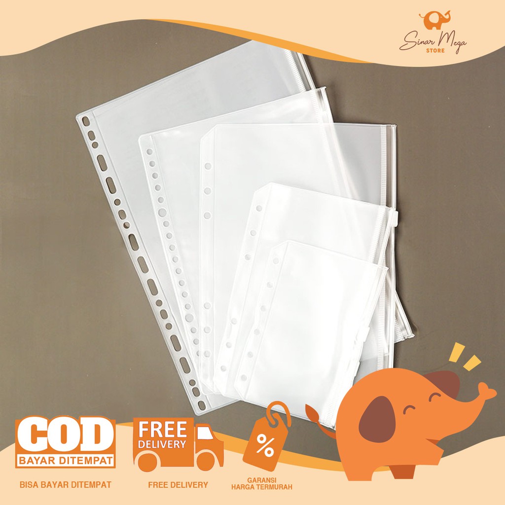 

Zipper Pocket Binder Divider B5 A5 A6 A7 / Pouch Tempat Penyimpanan Dokumen Alat Tulis Transparant