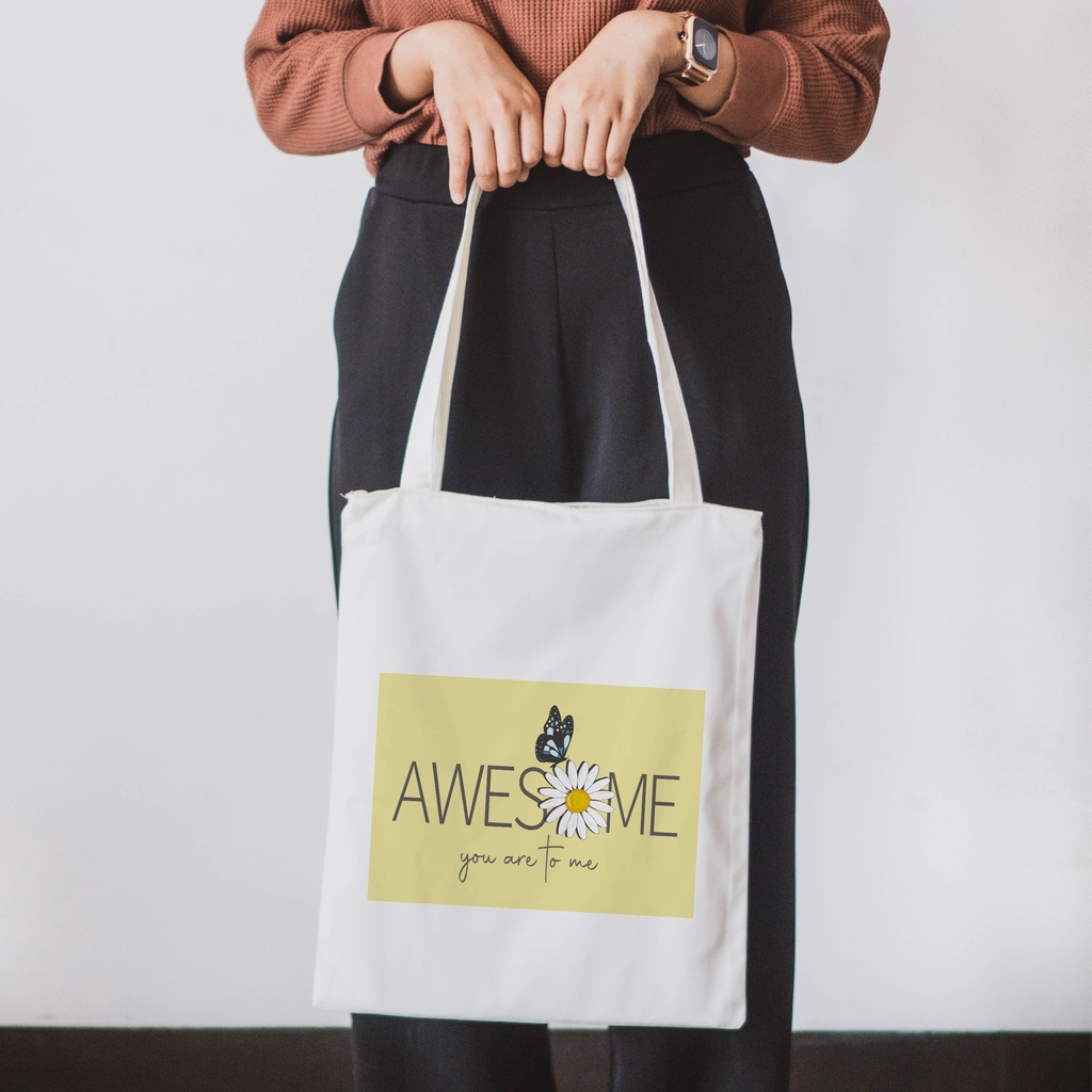 Sevine Totebag Fashion Tas Wanita Tote Bag Resleting Quote Motivation - LM