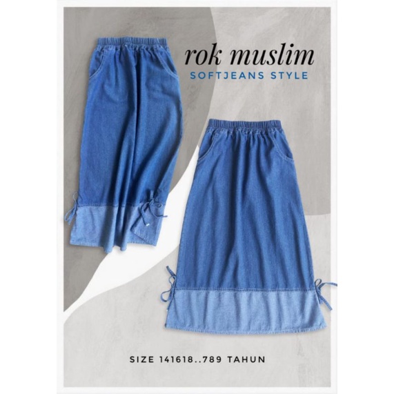Rok jeans anak panjang 5-8 tahun