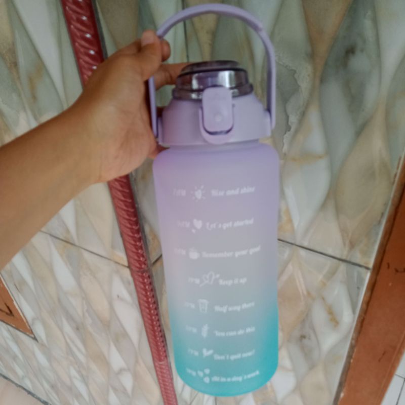 (PROMO) BOTOL MINUM 2 LITER JUMBO FREE STIKER 3D / BOTOL MINUM PENANDA WAKTU / BOTOL MINUM VIRAL