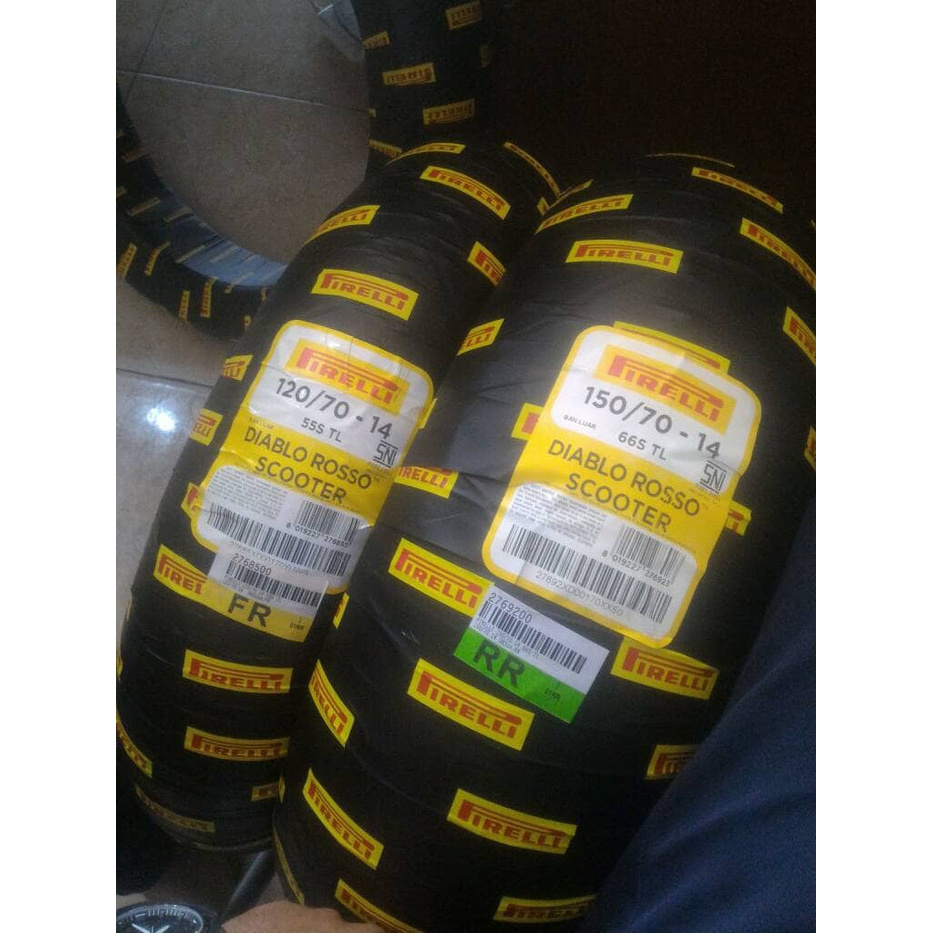 Ban Pirelli Diablo Rosso Scooter 120/70 - 14 + 150/70 - 14 (Aerox) Ori