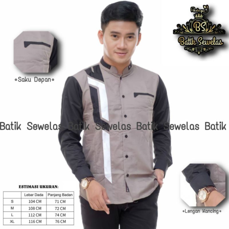 BAJU KOKO TERBARU KOKO MODERN KOKO MOTIF SINERGI KOKO HADROH HILWA-Sinergi Abu Hitam