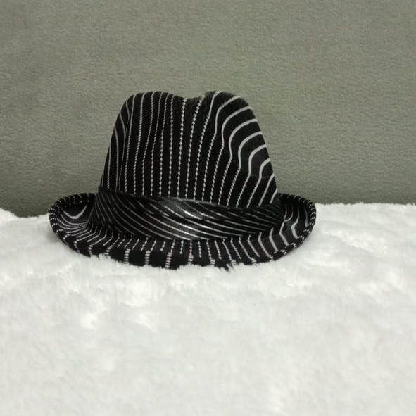 Topi Koboy Fedora Jazz Vintage Motif Salur Murah