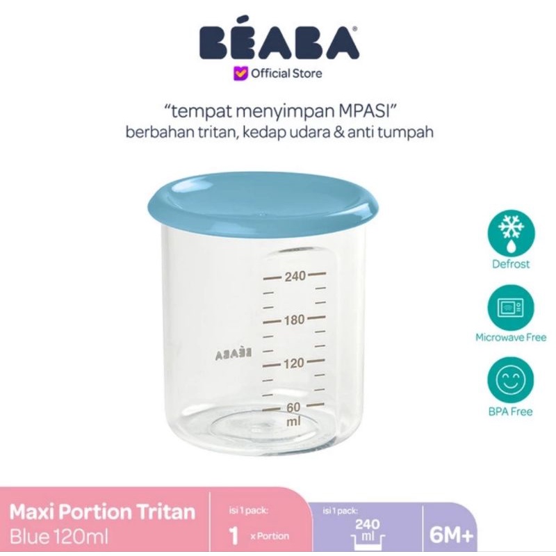 Beaba Maxi Portion Tritan 240 ml - Wadah Takar Makanan Bayi