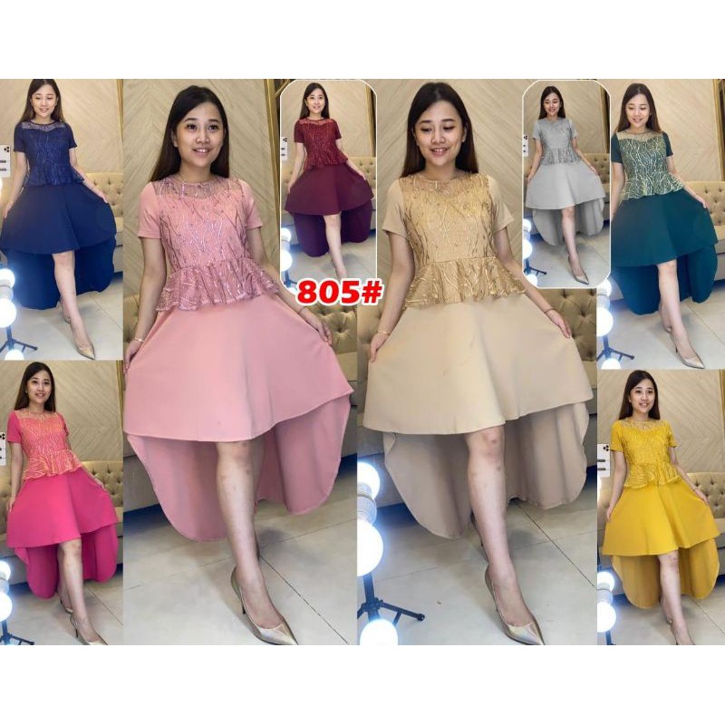 805# dress ekor scuba fashion wanita pesta