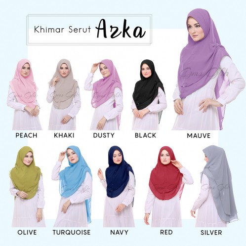 Hijab Khimar Serut Azka oval softpad antem dengan variasi serut di bagian bahu