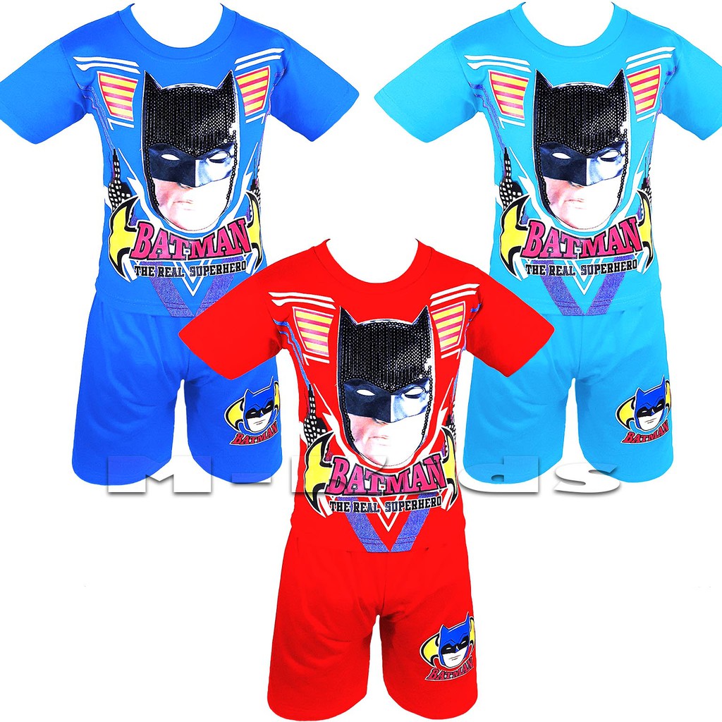 MKids88 - Baju Setelan Anak Laki-Laki Mata Nyala Lampu LED Superhero Karakter BATMAN