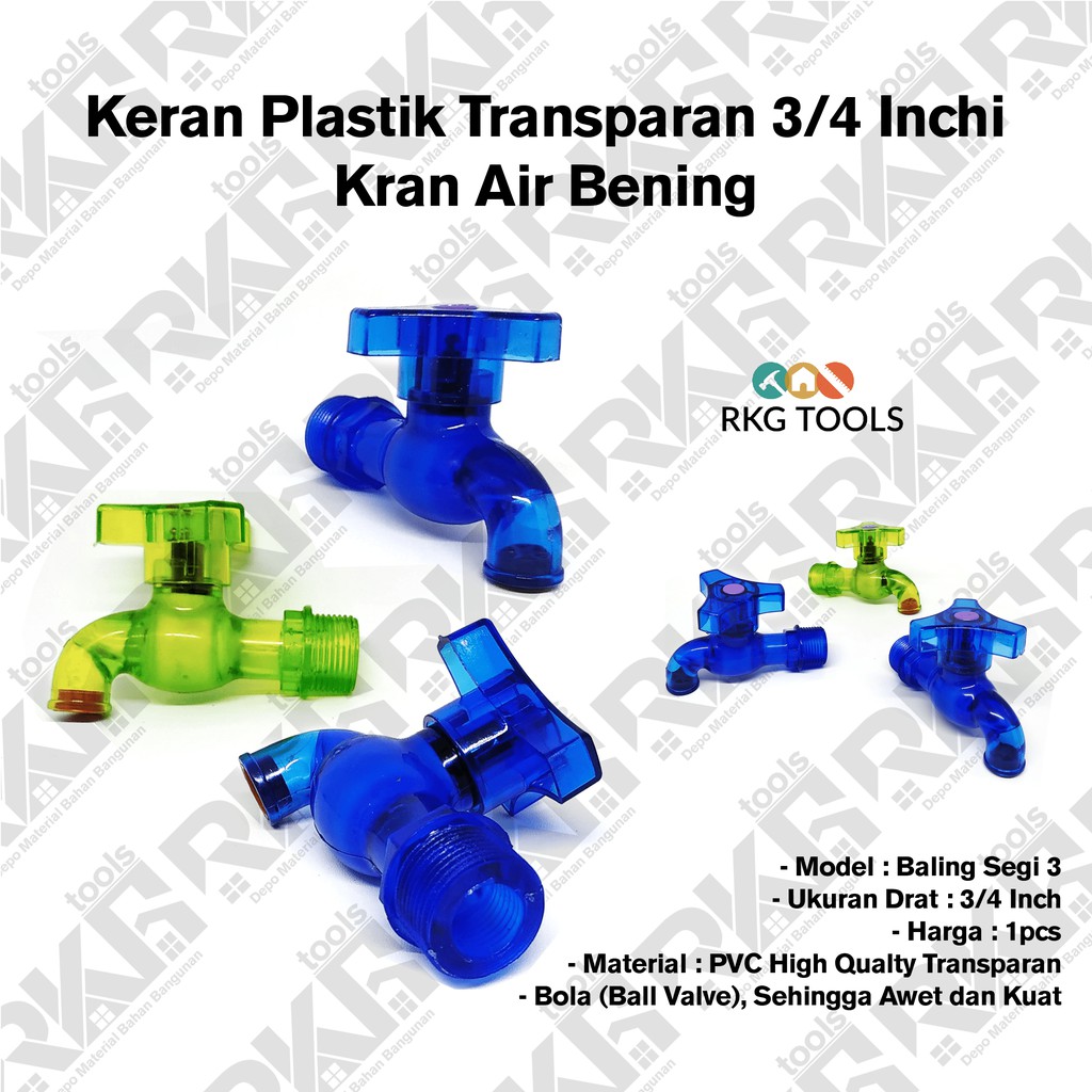 Keran Plastik Transparan 3/4 Inchi - Kran Air Bening Taman