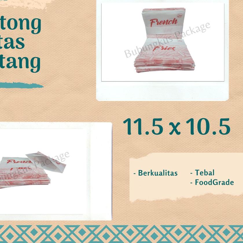 

➩ Kantong Kentang Isi 100pcs / French Fries Flatbag / Kantong French Fries / Kantong Kertas Kentang ֍