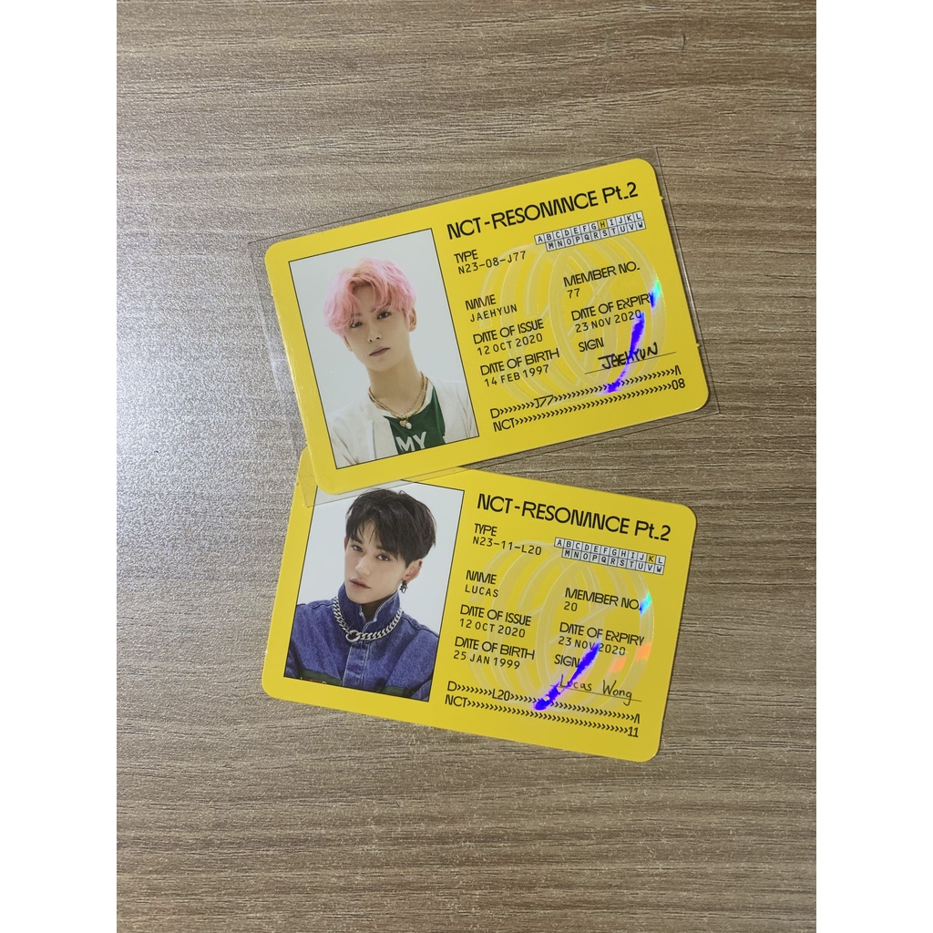 NCT 2020 RESONANCE ID CARD Jaehyun Lucas SET