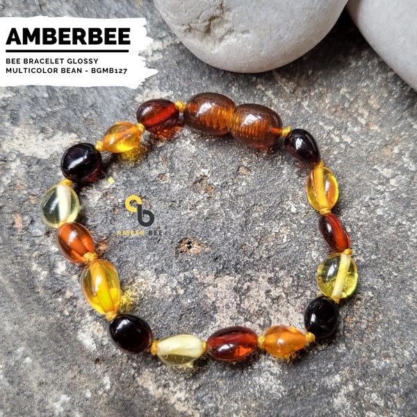 Gelang Amber Baltic Lithuania Balita &amp; Anak Glossy Multicolor Bean BGMB127 By Amber Bee