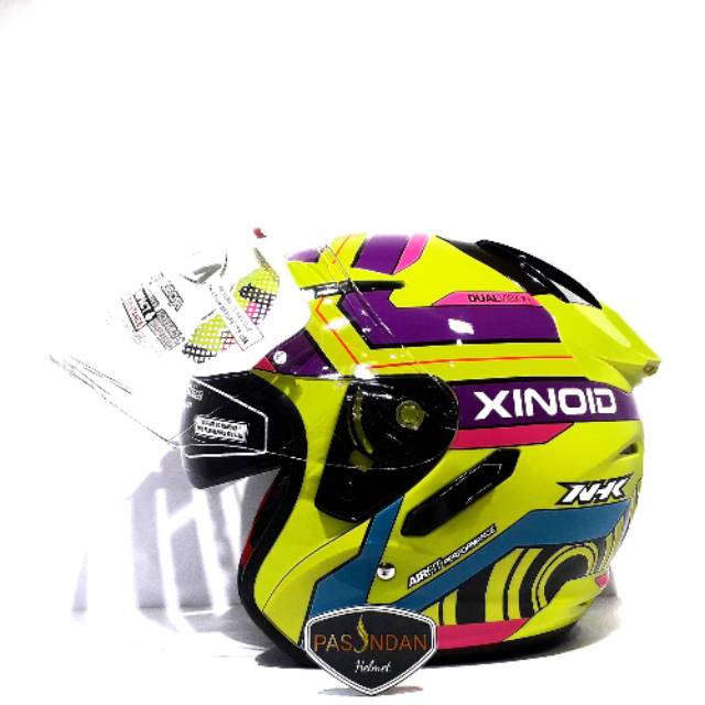 HELM NHK R1 XINOID NHK R-1 XINOID YELLOW FLOURECENT DOUBLE VISOR