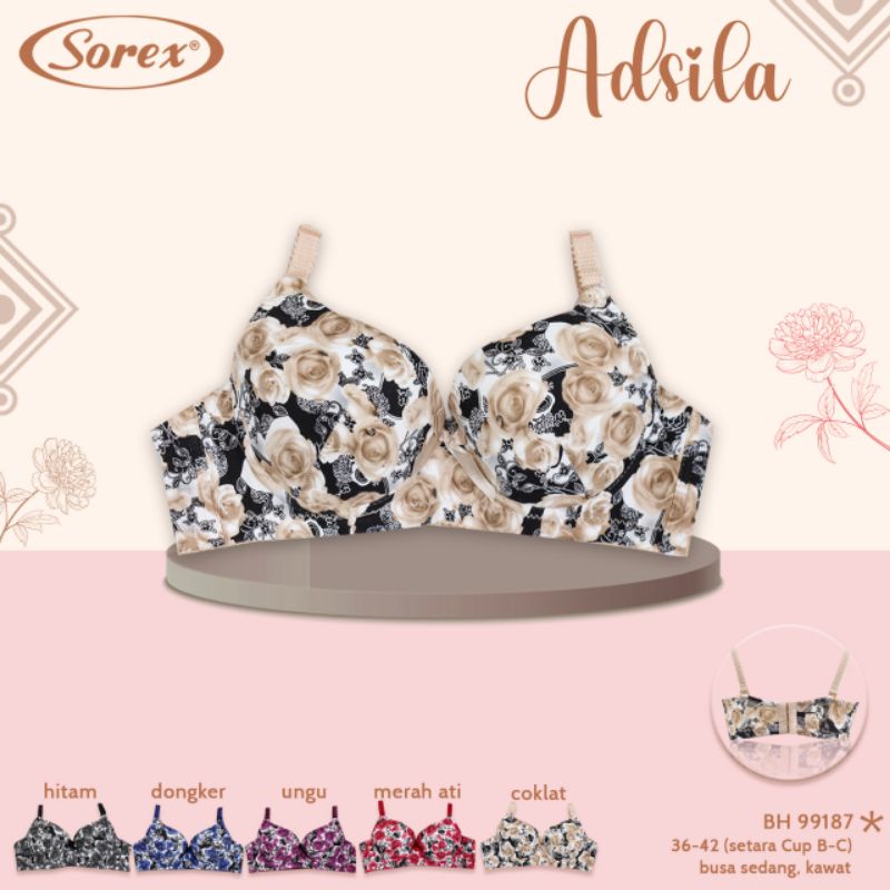 Bra sorex Adsila/99187 BH busa sedang, kawat, cup B besar to C, 36-42