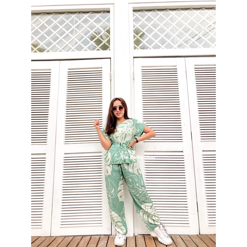 Setelan baju wanita pajamas tie dye one set