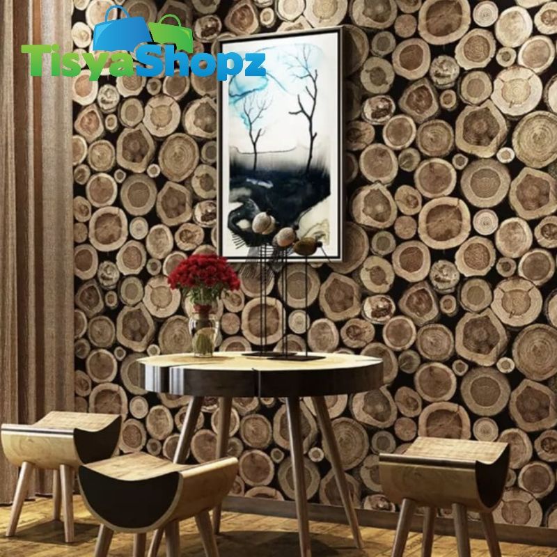 Wallpaper motif irisan kayu