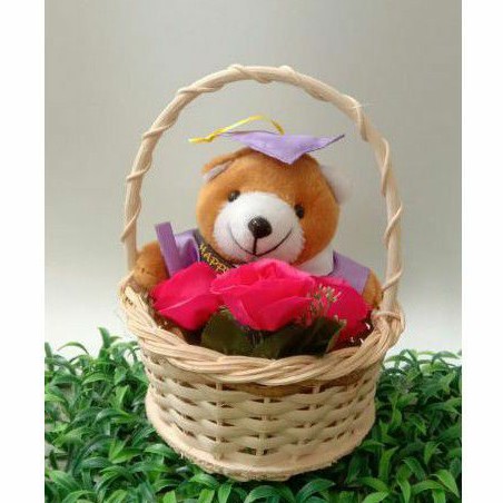 boneka wisuda keranjang