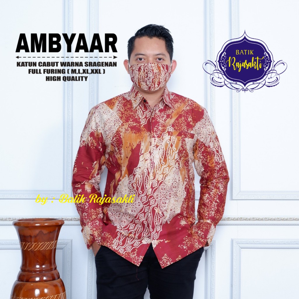 AMBYAAR RAJASAKTI KEMEJA BATIK SOLO PRIA LENGAN PANJANG LAPIS FURING ATASAN BATIK PREMIUM MODERN KATUN HALUS BAHUWIRYA  BANAMITRA BANAMITRA PUTIH BANGSAWAN BAYU PUTRA BERLIAN BIRU BHARATAYUDA BIMASENA BIRENDRA BIRU INDAH BRAHMAKERTA BRAHMAKERTA MERAH