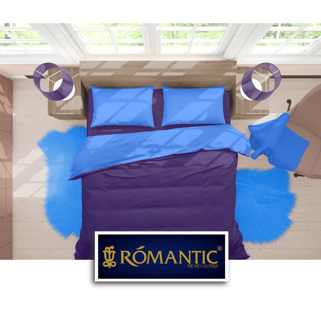 Two Tone Bedcover ROMANTIC Ungu x Biru aesthetic Bandung