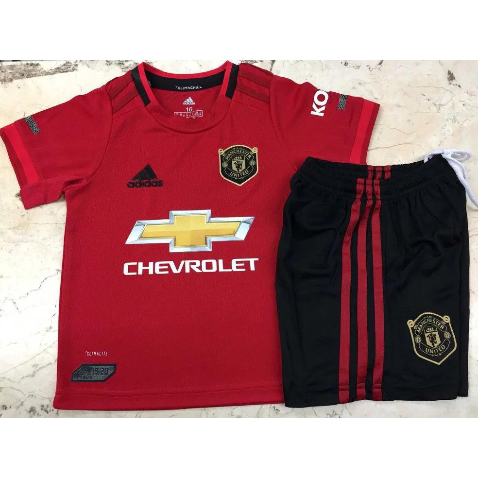 TERLARIS  Setelan Jersey dan Celana Manchester United MU Home Kids Premium Quality - Official