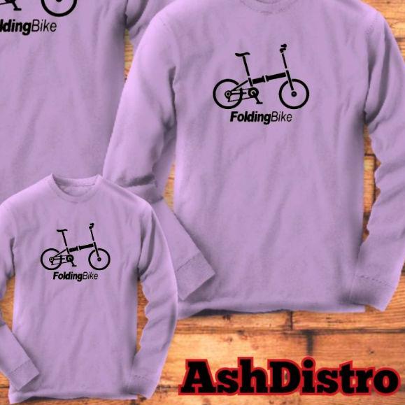 ☜ Kaos lengan panjang couple keluarga sepeda folding / baju kapel ayah ibu anak 01 ➱