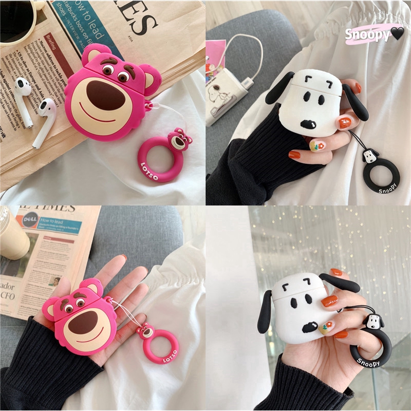 Casing Soft Case Silikon Motif Kartun Lotso Huggin Bear Snoopy Untuk Apple Airpods 1 / 2