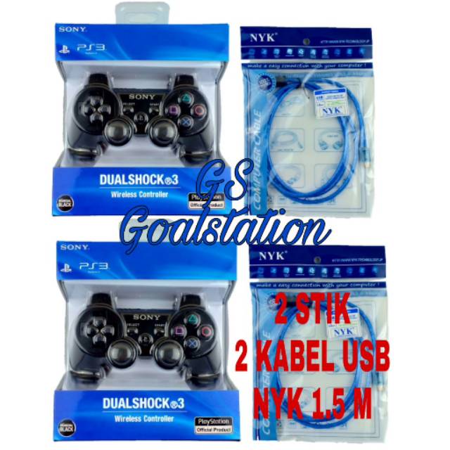 STIK PS3 OP - STIK PS3 ORI PABRIK 2 PCS 2 USB NYK - JOYSTICK PS PLUS KABEL