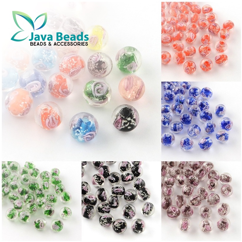 Bahan Aksesoris Gelang Kalung Glow In The Dark Flower Glass Beads