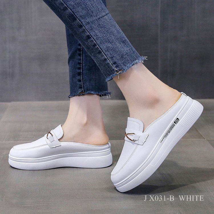 SEPATU MULES WEDGES WHITE FASHION DALE  X031-B