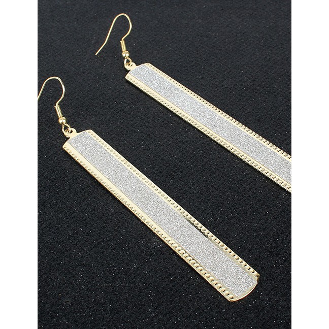 LRC Anting Gantung Fashion Golden Alloy Frosted Geometric Earrings K44352