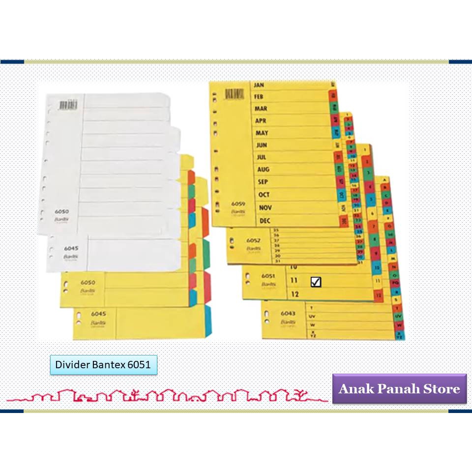 

Divider / Pembatas File Bahan Karton Merk Bantex 6051 1 - 12