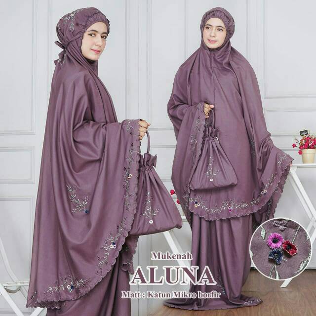 Mukena Aluna bhn katun micro mix border / mukena dewasa / fashion muslim