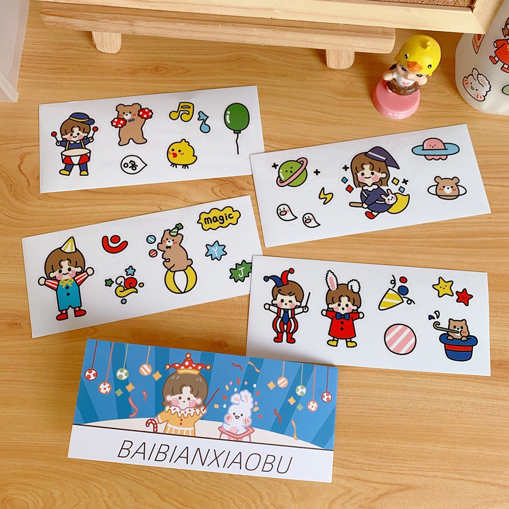 [1 PCS] Sticker DIY Dekorasi Notebook Gelas Cangkir Kotak Penyimpanan Handphone Serbaguna Model Kartun Bear Kelinci Cute Girl Lucu Stiker Koleksi Untuk Hadiah Tempelan Rias di Buku Unik Anak Dewasa