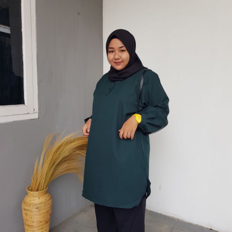 BAJU ATASAN LONG TUNIK WANITA JUMBO BIGSIZE WANITA BUSUI MUSLIM POLOS TERBARU KEKINIAN MURAH (COD)