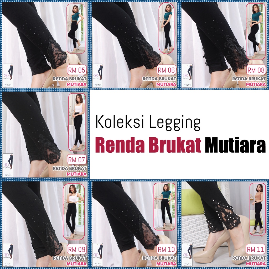 Koleksi Legging Renda Mutiara / Legging Wanita / Legging Fashion Wanita / legging renda brukat mutiara wanita / legging fashion import / legging premium