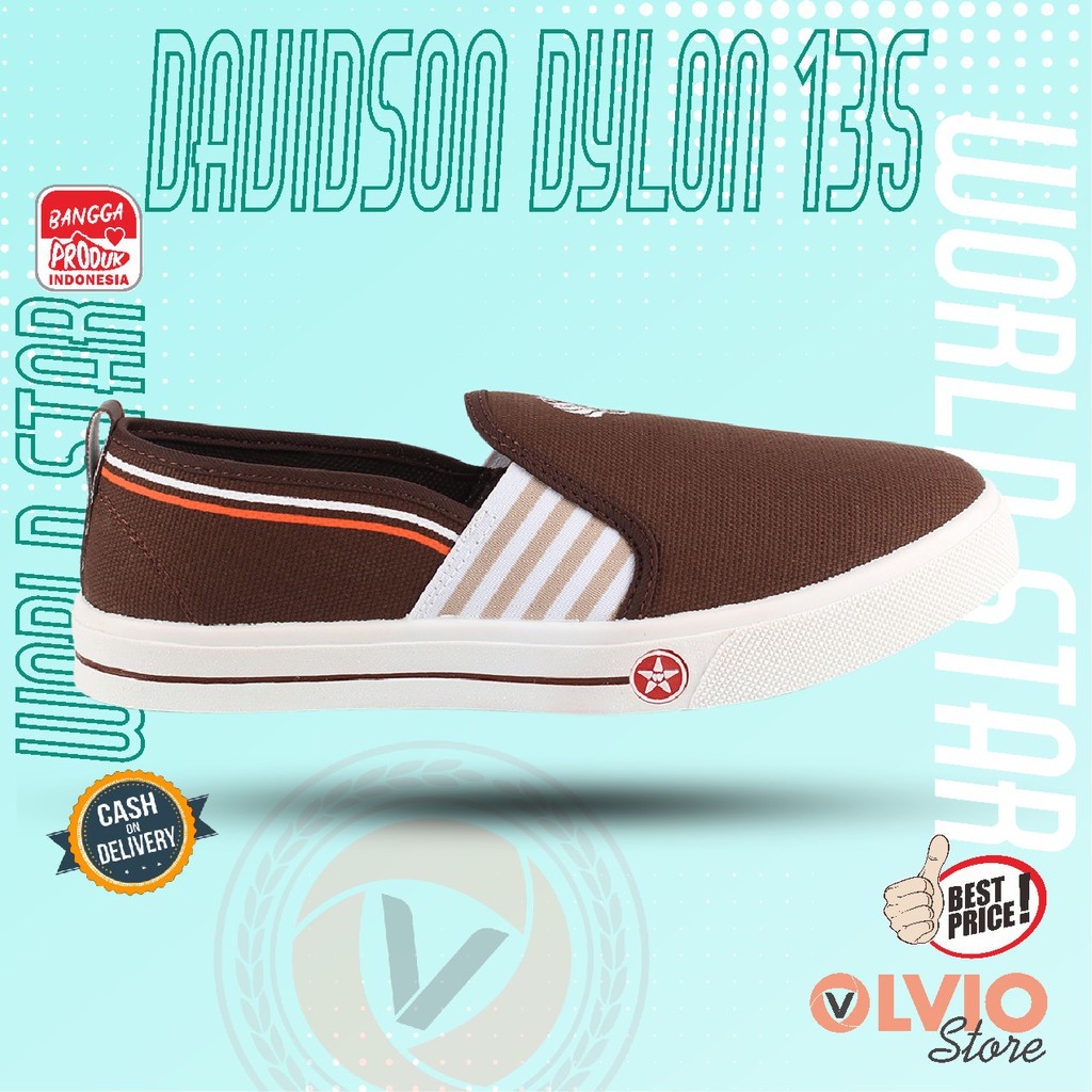 World Star DAVIDSON DYLON 135 Slip On - Sepatu Fashion Casual Canvas Pria/Wanita Wolad Star Original