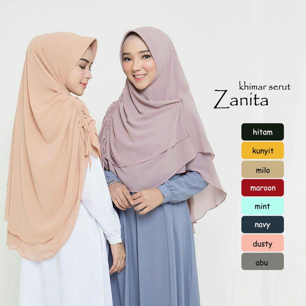 Zanita Hijab Khimar Jilbab Instan Double Layer Murah Syari Syar'i Bandung Ramadhan Lebaran 2022 Jumb
