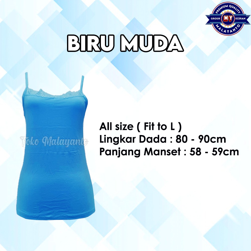 Tanktop Tali Kecil Renda Polos Warna Ukuran All Size Ready Stok!!-Biru Muda/Turkish