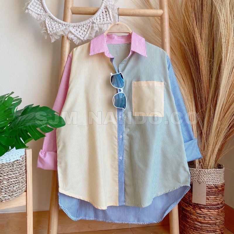 NANDO KEMEJA SUZY WARNA WARNI BAHAN KATUN POPLIN IMPORT PREMIUM LENGAN PANJANG 066-PINK 066