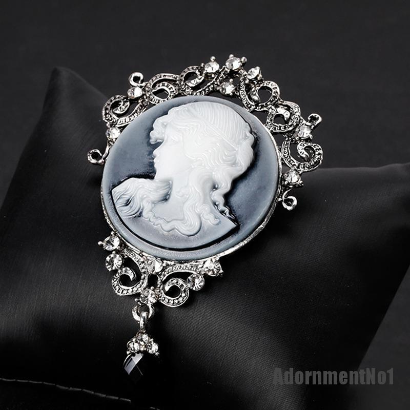 (Adornmentno1) 1pc Bros / Pin Gaya Victoria Motif Cameo Aksen Kristal Untuk Aksesoris Wanita / Pesta Pernikahan