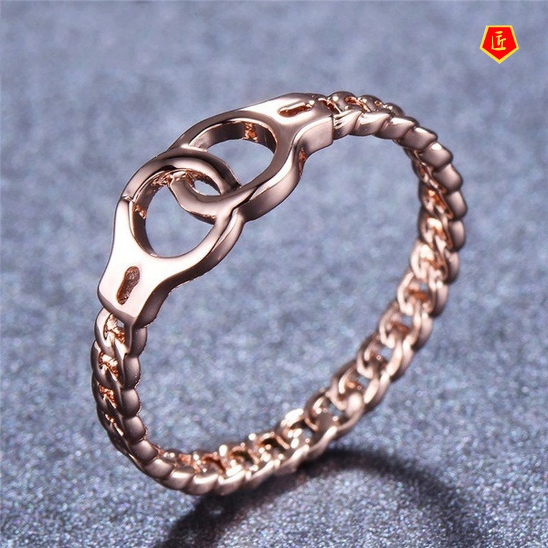 [Ready Stock]Simple Creative Ring 18K Rose Gold Personality