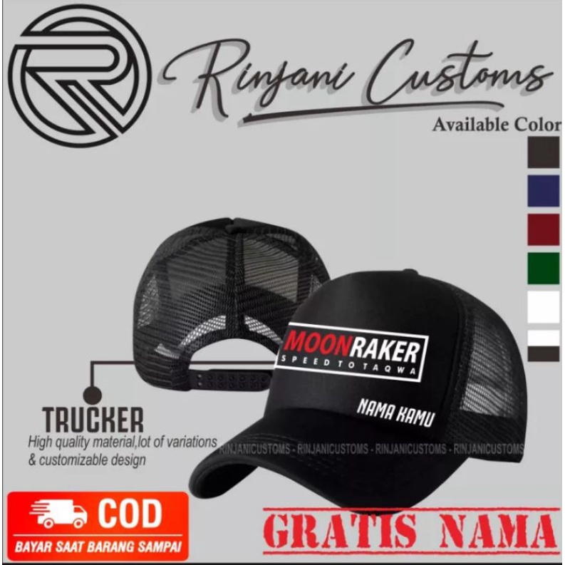 TOPI MOONRAKER TAQWA TOPI JARING MOONRAKER TOPI TRUCKER MOONRAKER TAQWA GRATIS NAMA