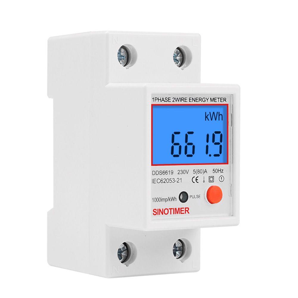 [Elegan] Energy Meter AC 220V 80A Elektronik Din Rail Backlight Digital LCD Pengukur Konsumsi Daya