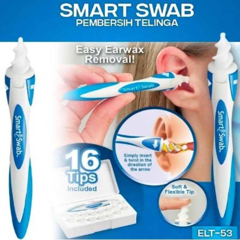 (isi 16 karet)Pembersih telinga Karet/Smart Swab