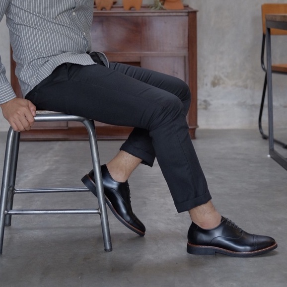 Phier Black | Sepatu Pantofel Hitam Pria Ori Kerja Cowok Kantor Pantofel Original Oxford | Oxwalker FORIND