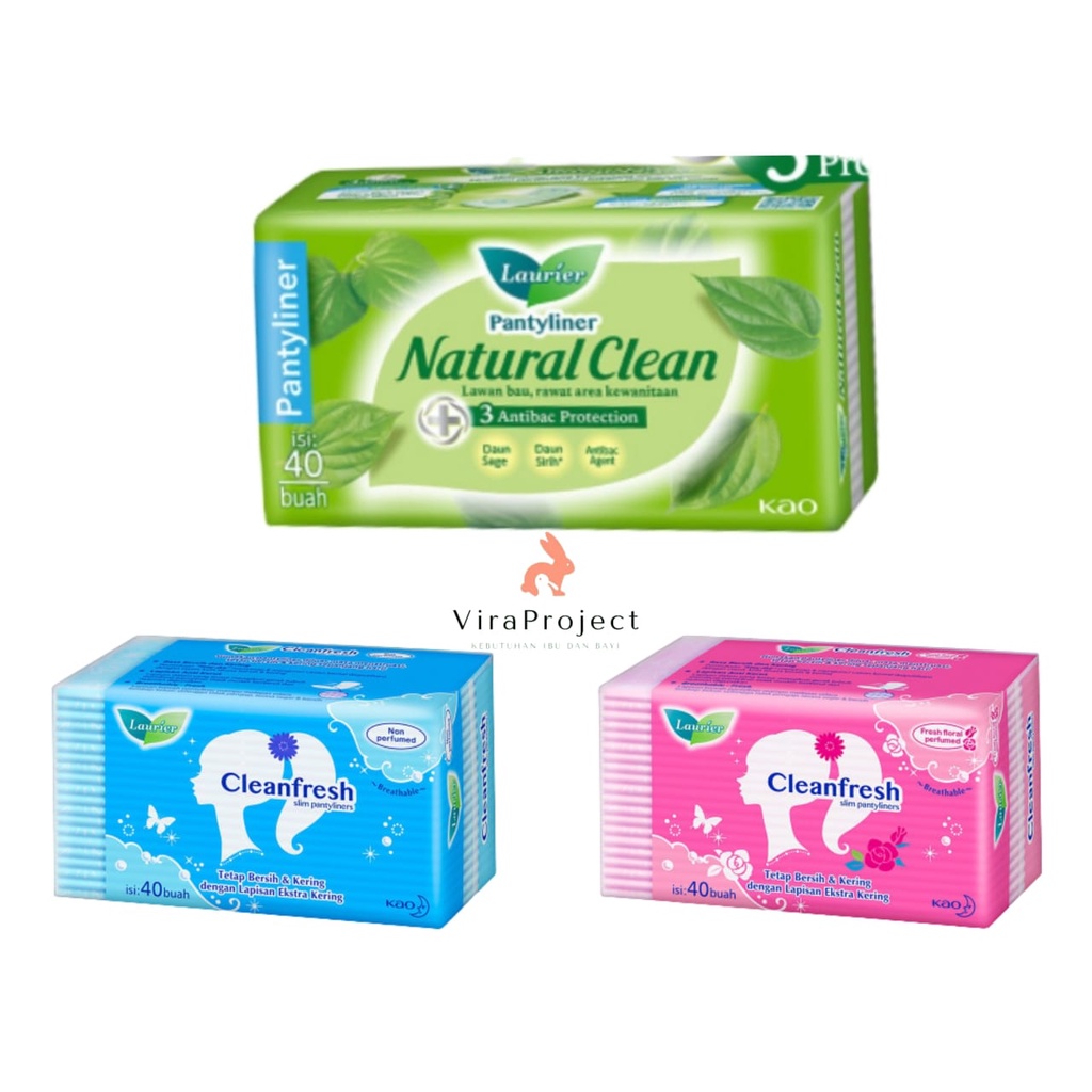 Laurier Pantyliner Cleanfresh 40S dan Natural Clean 40S/ LONG WIDE 40S/ HYGIENE CARE 40S