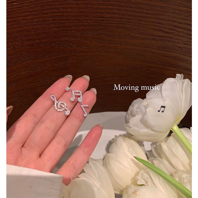 Anting Stud Desain Bintang Note Musik Pita Gaya Korea