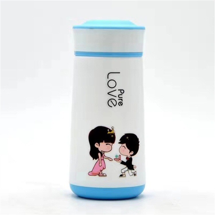 Botol Minum Kaca CARTOON ( Botol minum dengan motif kartun )-- LOVE