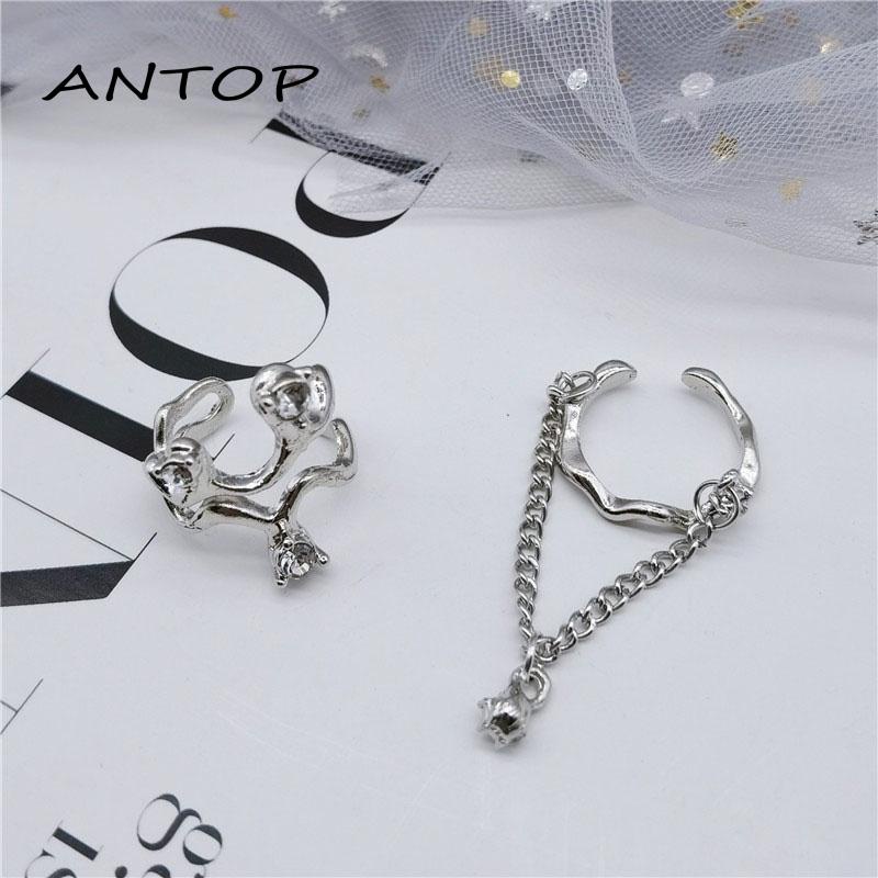 2pcs Cincin Model Gelombang Irregular Adjustable Untuk Wanita